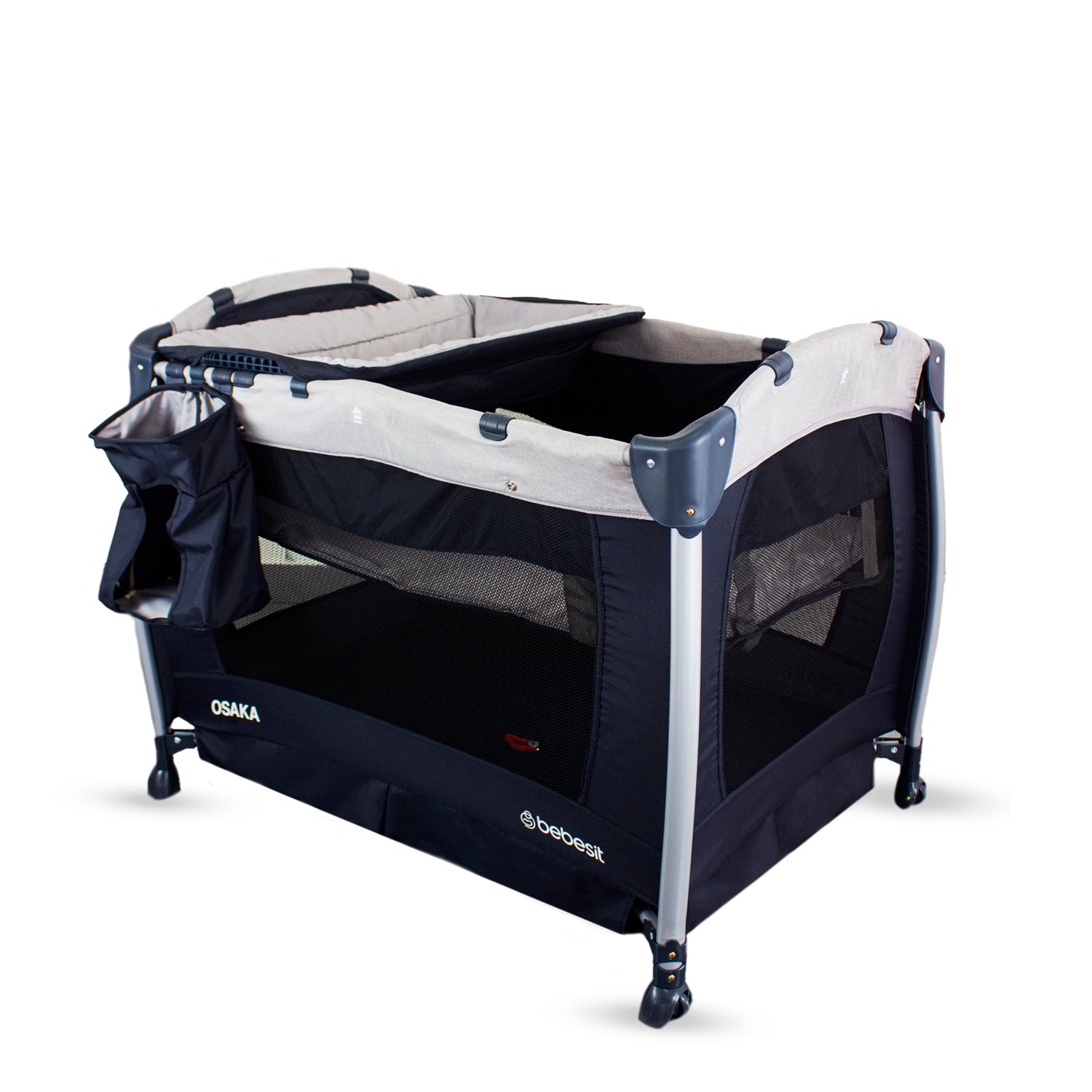 Cuna Corral Pack and Play Osaka Gris Con Moises Bebesit
