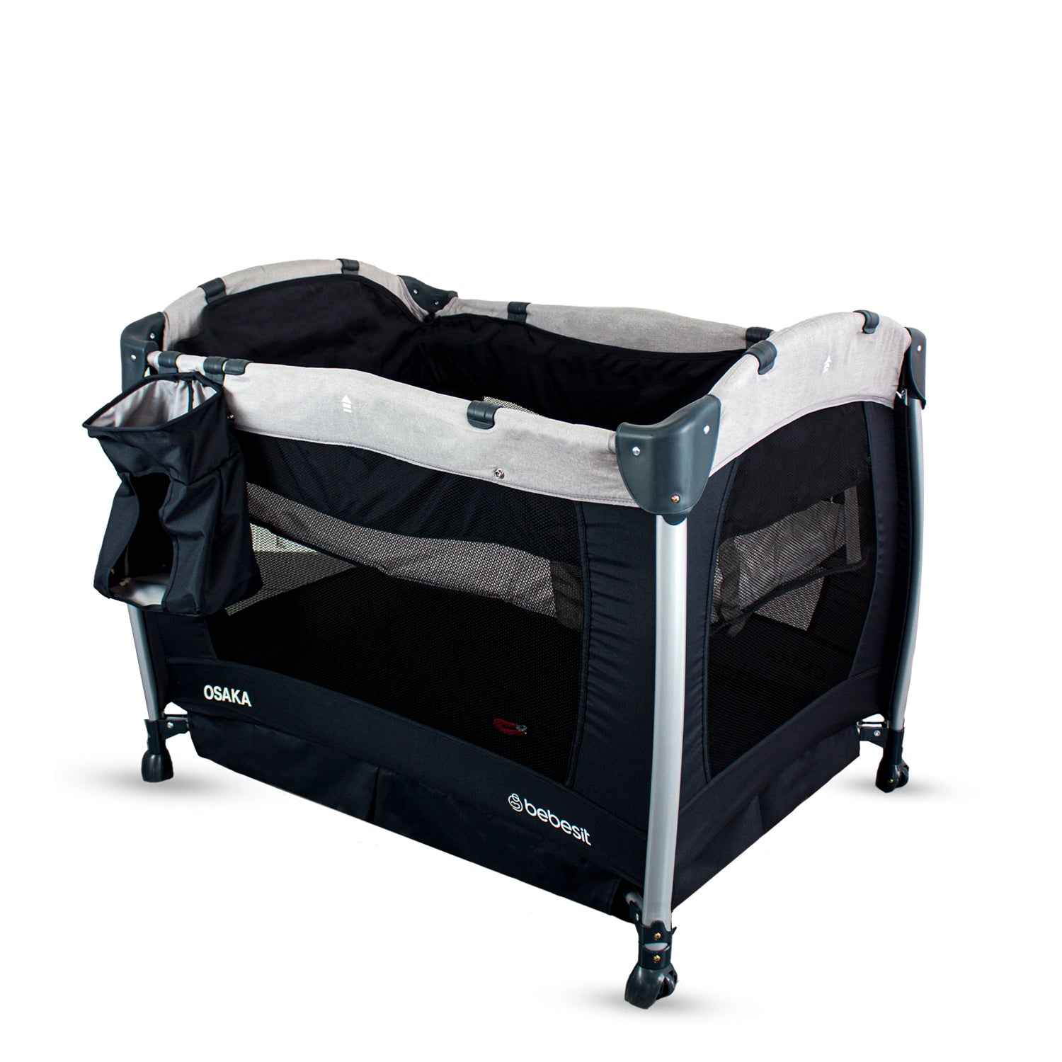 Cuna Corral Pack and Play Osaka Gris Con Moises Bebesit