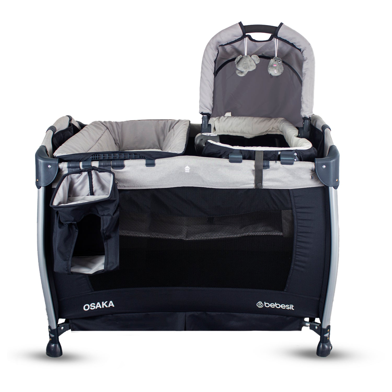 Cuna Corral Pack and Play Osaka Gris Con Moises Bebesit