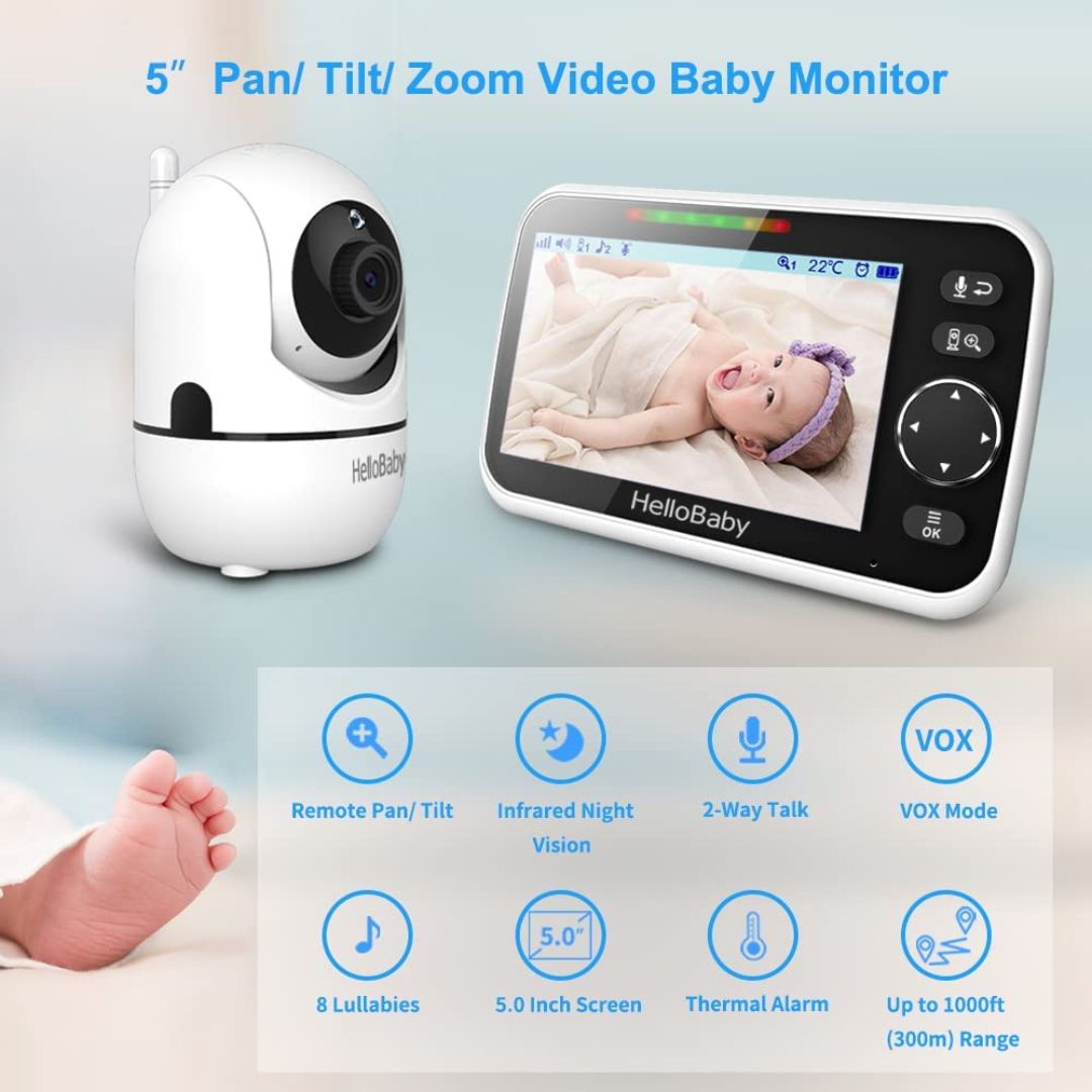 Monitor para Bebé Sonido y Video con pantalla grande HelloBaby –